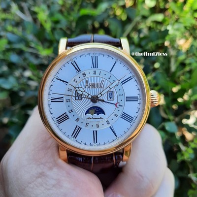 Arbutus automatic moonphase roman dial sapphire coating crystal watch ref AR211