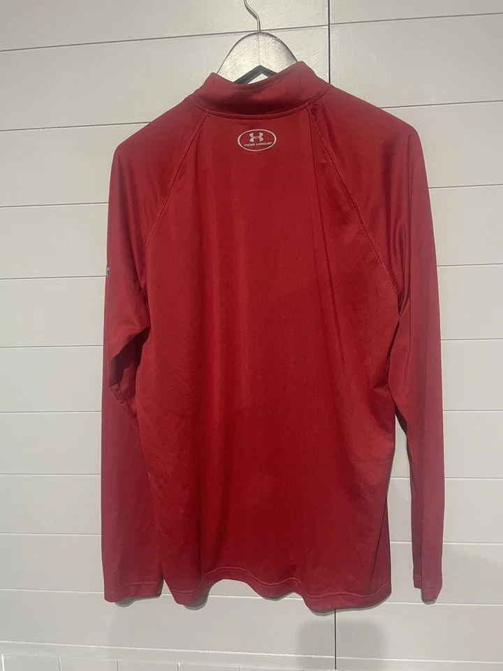 Pullover Wisconsin Badgers Under Armour 1/4 cremallera para hombre talla grande rojo equipo térmico Foto 4 de 4