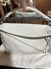 Loewe Logo Zip Satchel Top Handle Bag White M...