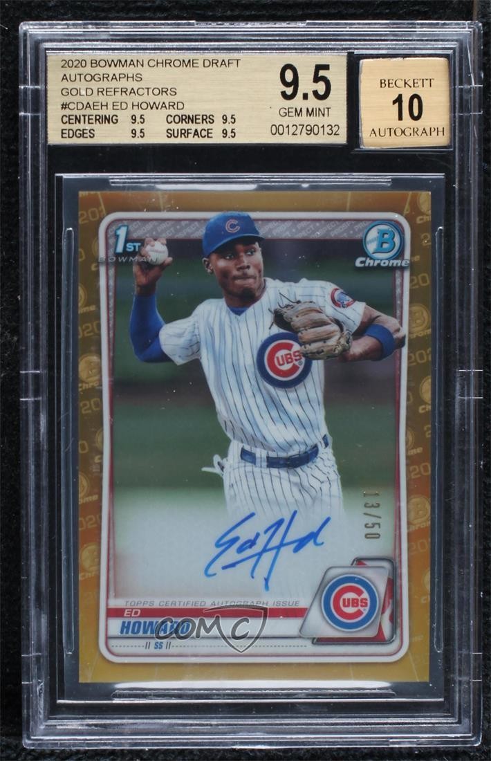 2020 Bowman Draft Chrome Picks Gold Refractor 13/50 Ed Howard BGS 9.5 Auto 00em