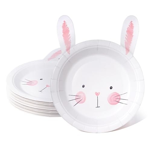 Easter Party Decoration Bunny Plates for Easter Rabbit Birthday Decorations