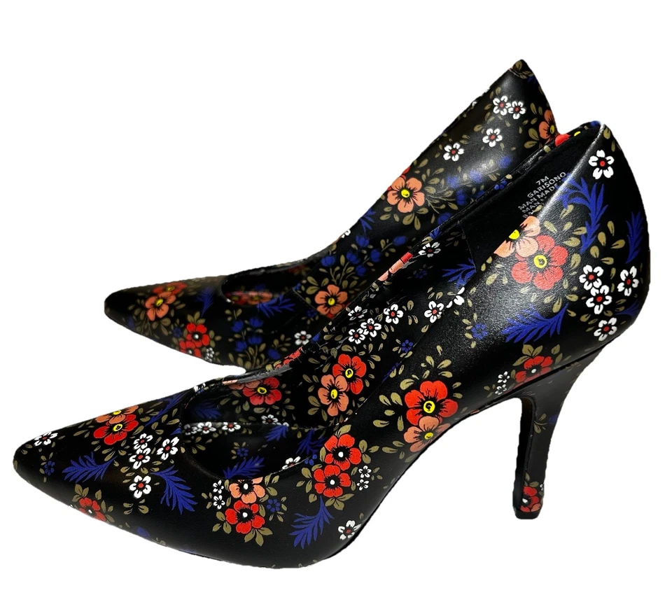 Nine West Garisono Women’s Black Floral Pointy-Toe Pumps Size 7M 4-Inch Heel - Image 4 of 4