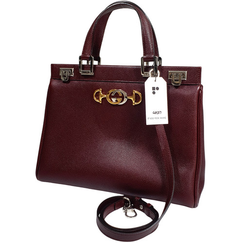 TARIFF FREE Gucci Zumi Medium 2Way Leather Handbag Bordeaux 564714 Genuine GA317