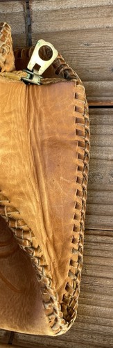 Vintage Tooled Leather Clutch Art Nouveau Western Cowboy Talon Zipper Distressed - Picture 5 of 24