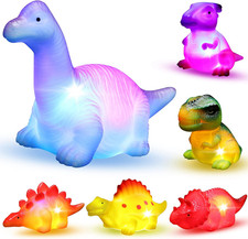 6 Packs Light-Up Floating Dinosaur Bath Toys Set, for Baby Toddler Nephew in ...