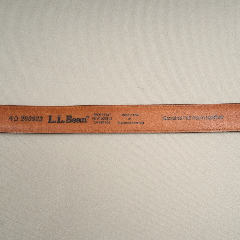 Cinturón de cuero LL Bean para hombre 40 marrón grano completo hebilla de latón Foto 4 de 4