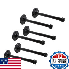 1/2" Industrial Black Iron Pipe Shelf Brackets Rustic Wall Mounted DIY Shelving