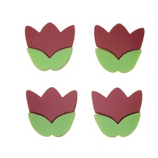 96 COE TULIP Precuts Set of Four Red Glass Shapes for Fusing 96COE Flowers