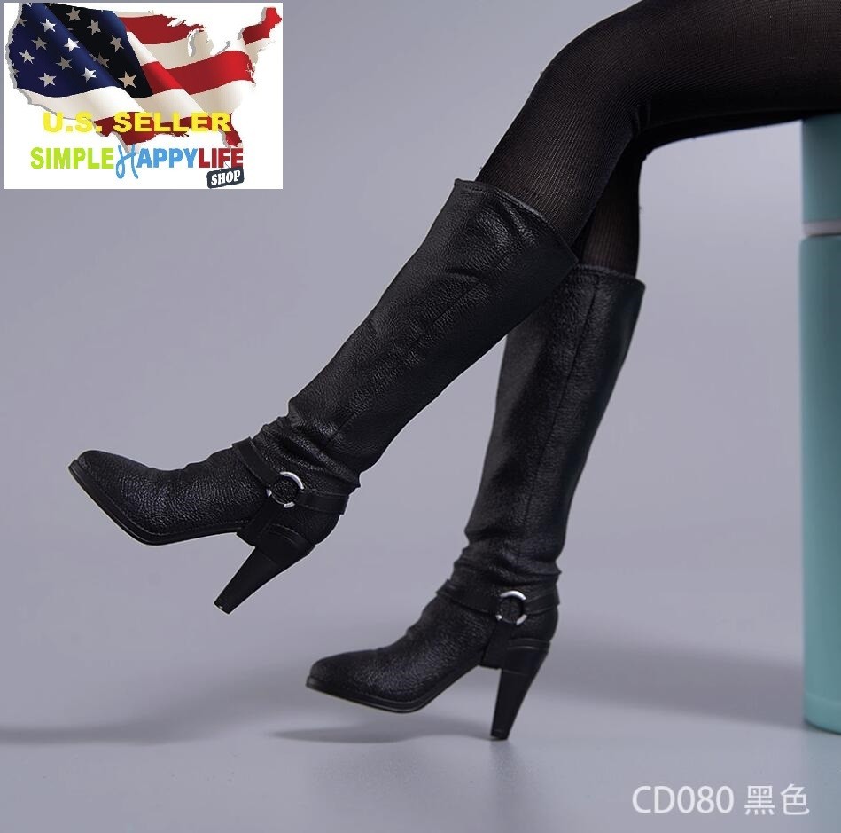 NEW 1/6 scale black boots for 12