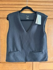 A New Day Black Sleeveless Knit Vest S V-Neck Pocket Casual Basic Lightweight