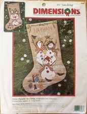 Dimensions Snow Family Stocking Counted Cross Stitch Kit Opened Package