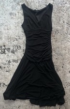 BCBG Max Azria Black Ruched Cocktail Dress Sleeveless Layered Hem Women s