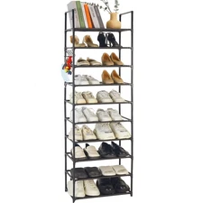 10 Tiers Shoe Rack 20-25 Pairs Shoe & Boots Sturdy Organizer Storage, Narrow ...