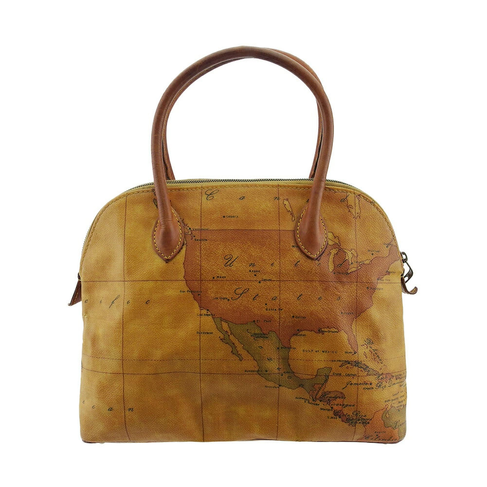 Prima Classe Handbag Map Pattern Beige Brown Wome… - image 1