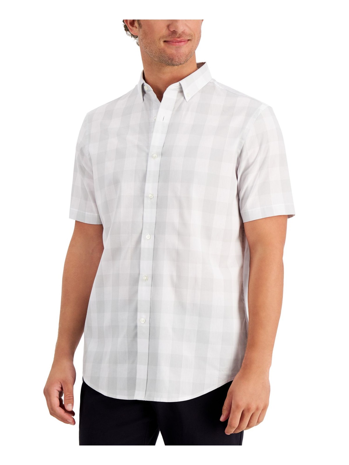 CLUBROOM Mens Gray Printed Collared Classic Fit Dress Shirt S 3090₽