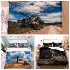 3D Tank Sky Clouds Grass Field Landscape Quilt Cover Duvet Cover Comforter set