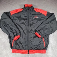 Chevrolet Racing Jacket Mens Medium Black Red NASCAR Checkered Flag Sports Zip