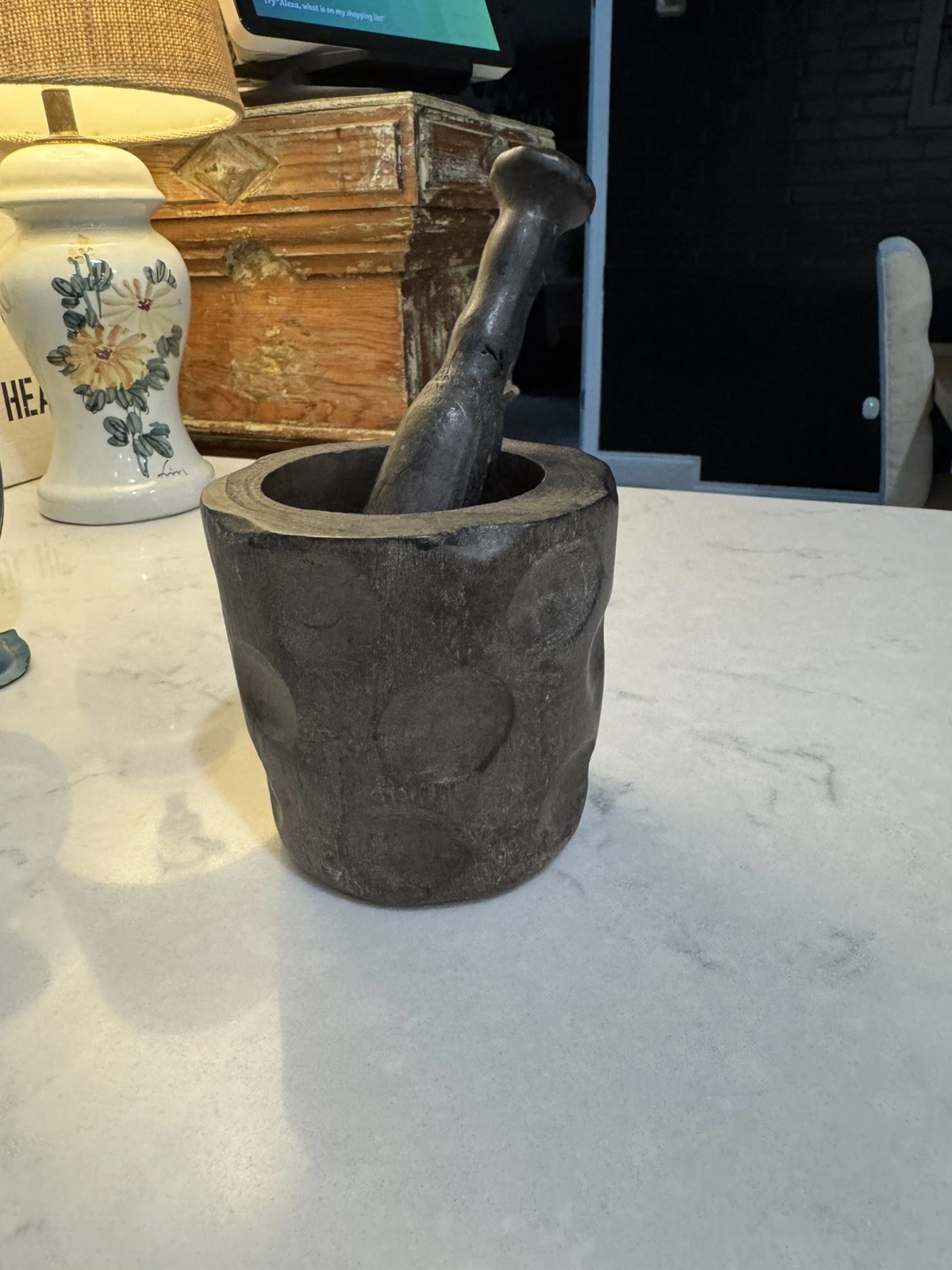 Vintage Wooden Apothecary Mortar & Pestle From Lobeco Art Of Spain