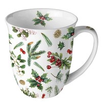 Tasse, Porzellantasse Winter Greenery 0,4L Ambiente | Weihnachten