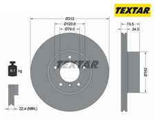 2 St. Bremsscheibe PRO+ TEXTAR 92176105 für BMW X1 3er Coupe