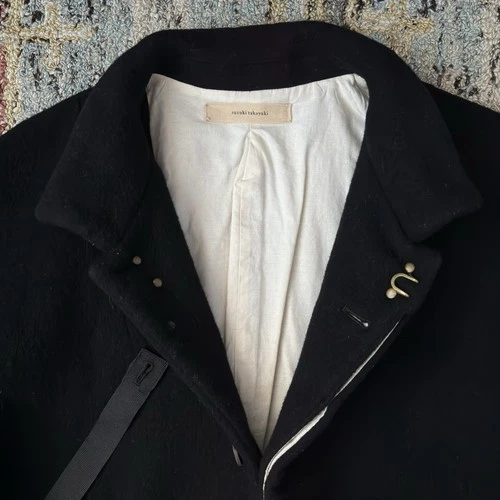Suzuki Takayuki stand fall collar coat black men's size S M Auralee wool Japan image 2