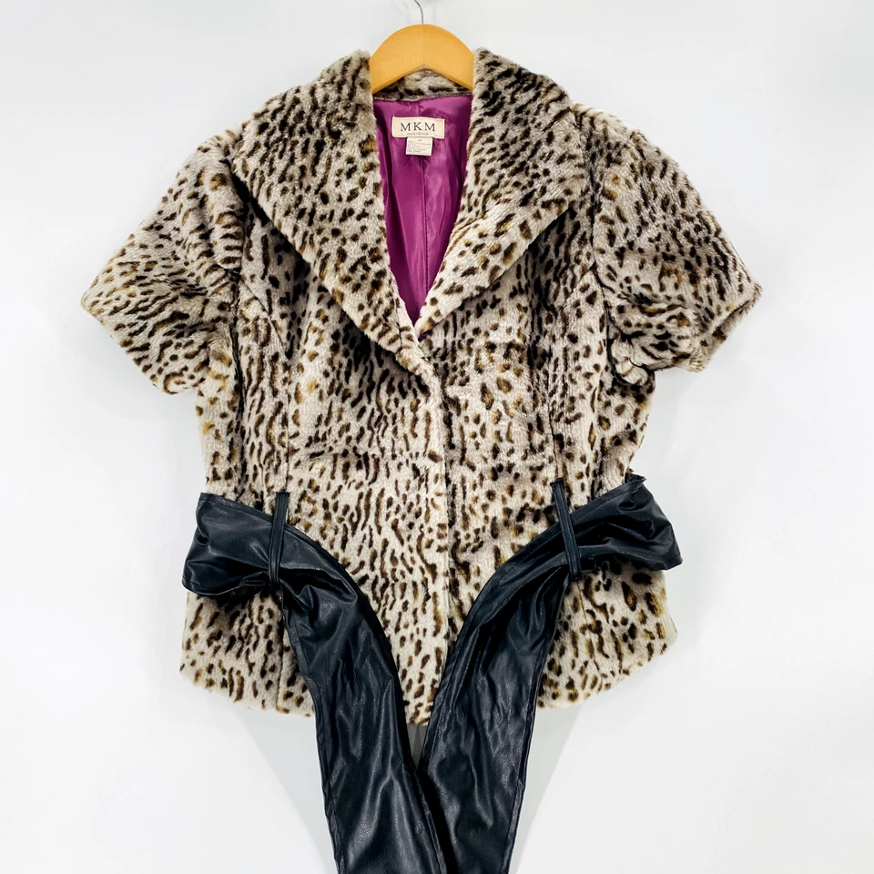 M.K.M. Top para mujer con cinturón mediano de piel sintética estampado animal Y2K moda Foto 4 de 4