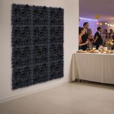 Flower Wall Panels, Black Rose Wall Background, 12PCS Artificial Flowers 38 38cm
