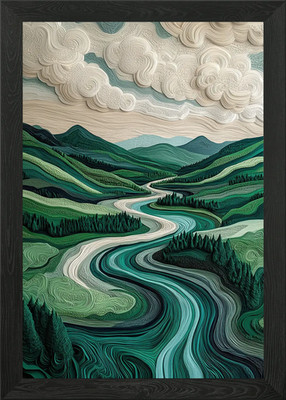 Gerahmtes Wandbild Winding River Landschaft Poster Leinwanddruck Bild