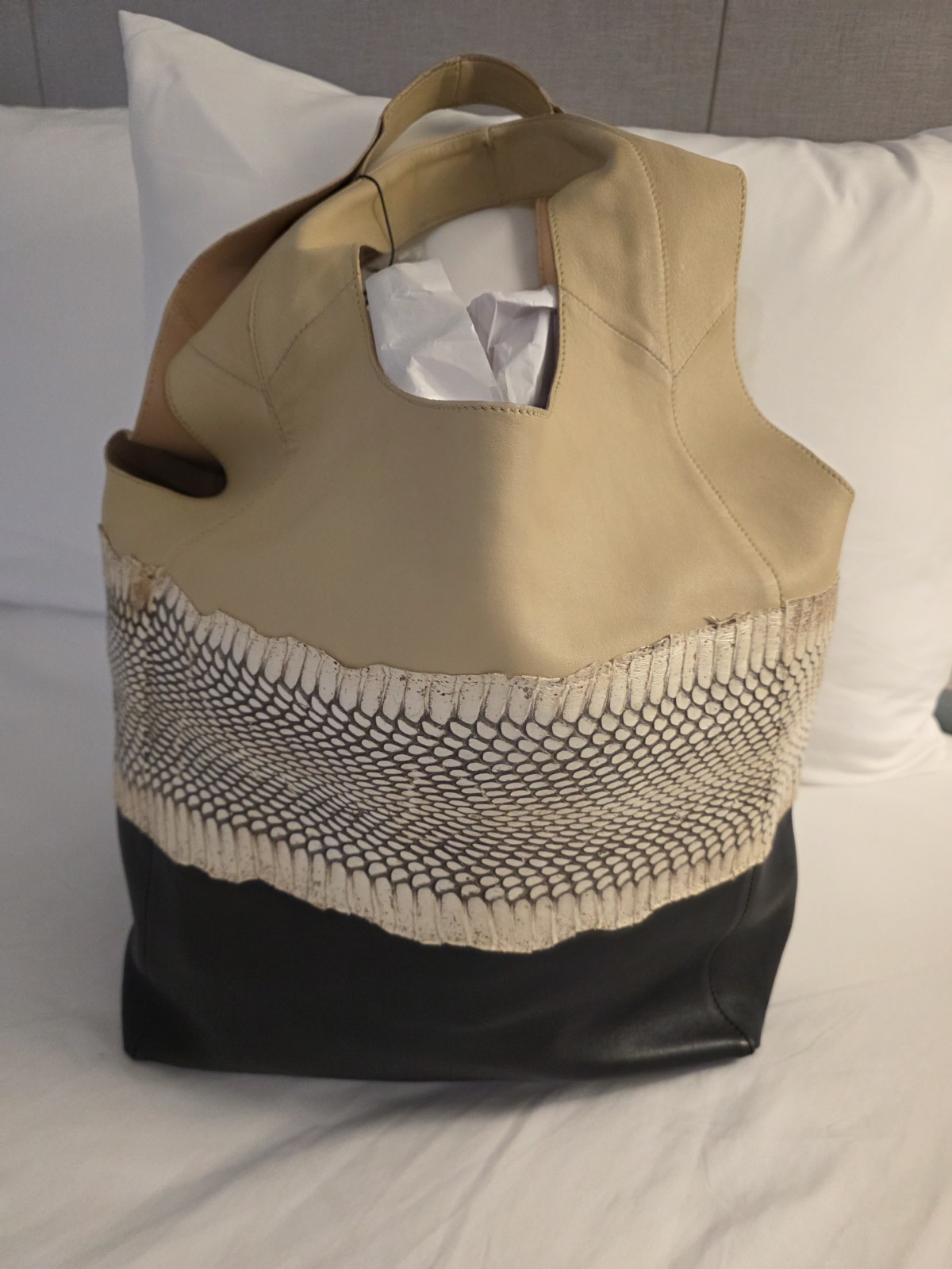 Celine Soft Leather Python Snakeskin Hobo Tote Ba… - image 5