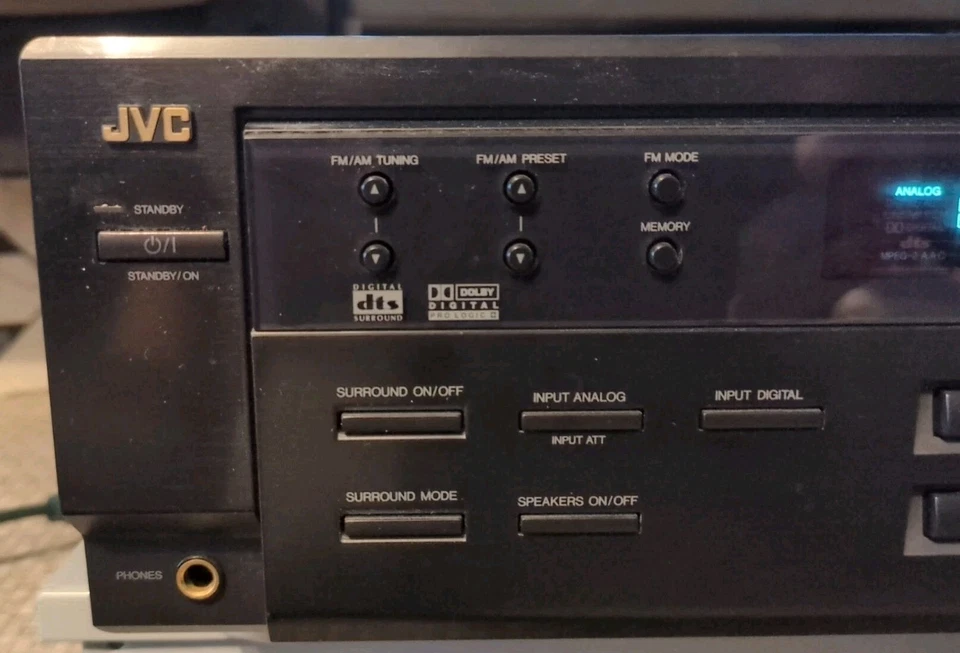 JVC RX-6020VBK 5.1 Dolby Digital Pro Logic II Surround Sound DTS A/V Receiver - Image 2 of 4