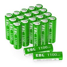 EBL 1100mAh Rechargeable Battery AA Solar Battery for Garden Lights 20 Pack, 1.12 per battery