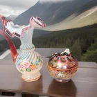 1996 Fenton Commemorative Vase Signed And Plum Carnival Rose bowl