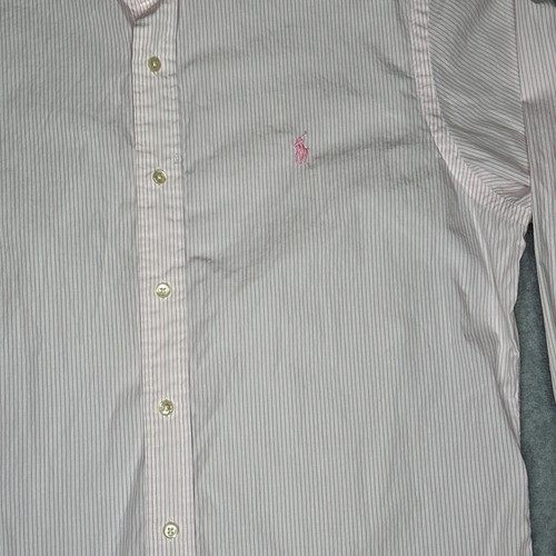 Polo Ralph Lauren Men’s Shirt Pink Striped Slim Fit Long Sleeve 17 34/35 - Picture 2 of 8