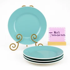 Room Essentials ANGLED RIM SUNBLEACHED TURQUOISE Stoneware Dinner Plates Set 4