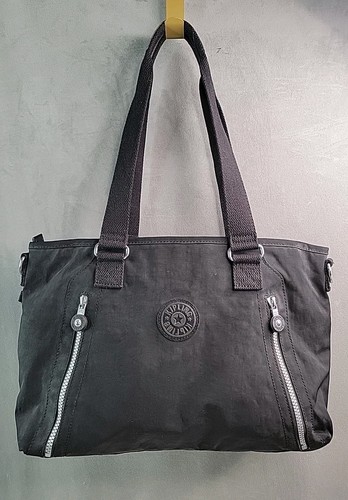Kipling Angela Shoulder Lrg Tote Bag Black Nylon, Top Zustand, No Monkey
