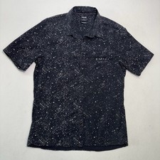 Hurley Men  s Short Sleeve Button Down Shirt, Black Size L. Speckled Tailor Fit