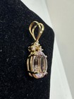 6.7 Carat Pink Kunzite Diamond Pendant Necklace Antique 14K Gold — photo 9