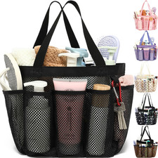 Mesh Shower Caddy Portable Polyester Tote 8-Pocket Quick-Dry Organizer for Trave