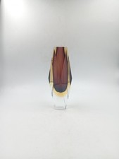 Vase Géode Vintage verre Murano Sommerso Violet Jaune Années 60 70's Midcentury