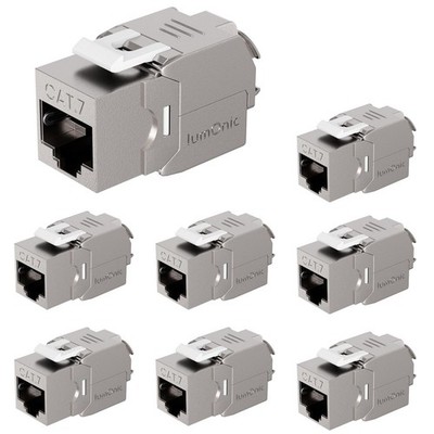 8er Set Keystone RJ45 CAT7, schnelle, werkzeuglose Montage, T568A/B farbcodiert,