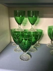 8 Vintage Anchor Hocking Emerald Green Boopie Burple Tumblers Glasses 4.5”