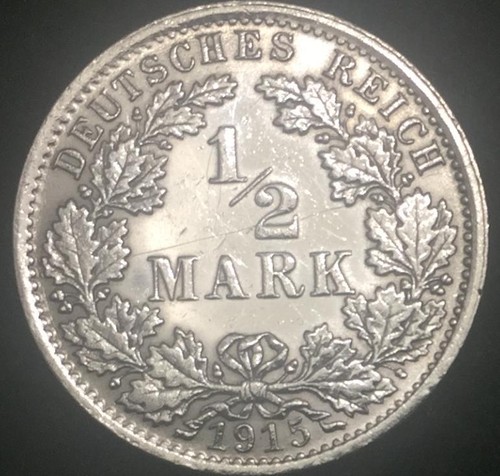 German Half Mark SILVER Coin World War 1 RARE Authentic Coin Great Investment - Picture 2 of 2