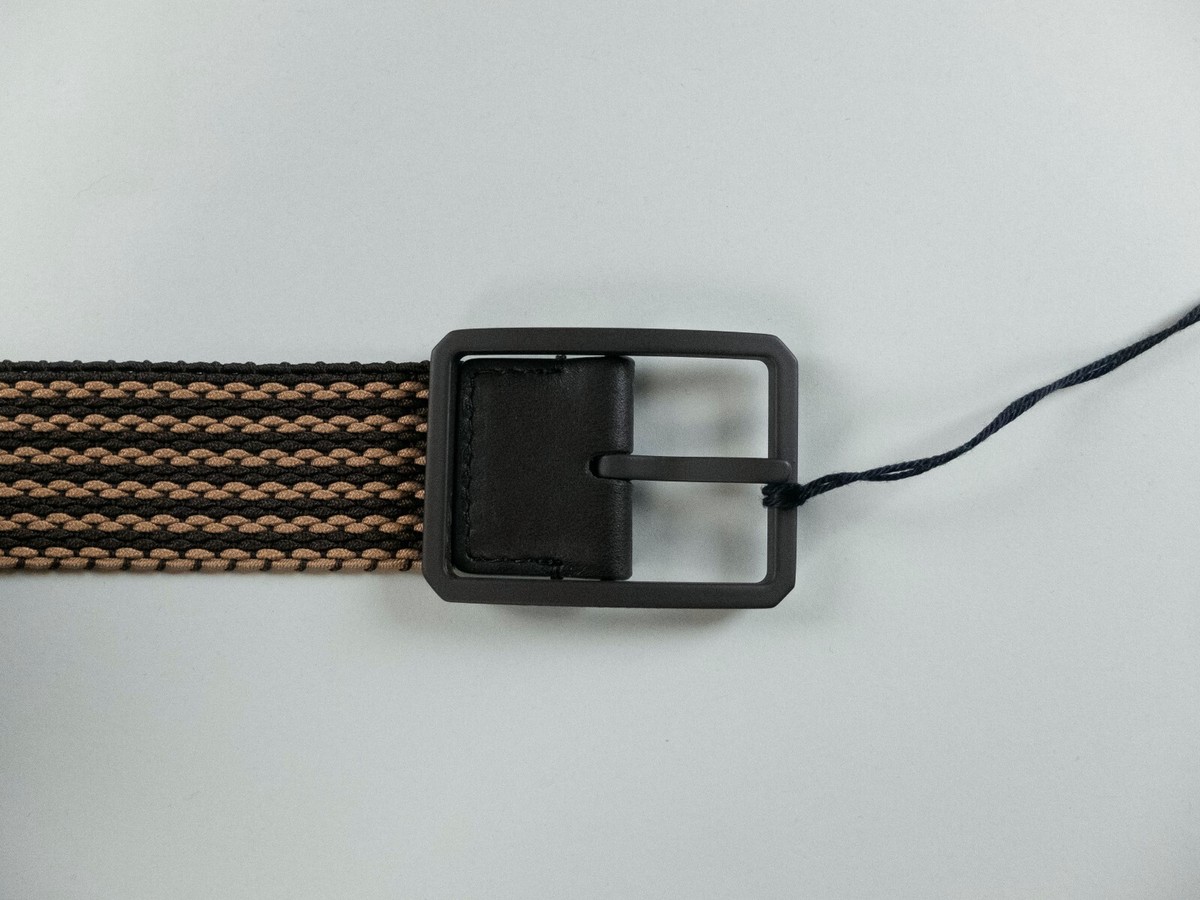 ♦BOTTEGA VENETA♦ベルトBELT☆正規品・関税込☆ BOTTEGA VENETA brown elastic stripes woven fabric & leather