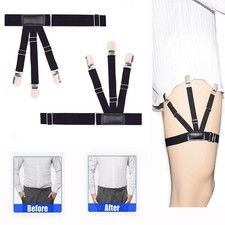 1 Pair Men's Shirt Stay Holder Leg Thigh Suspender Elastic Garter Non-Slip Black