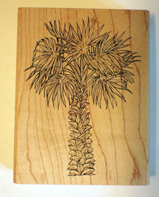 Big Palm Tree Rubber Stamp wood mounted