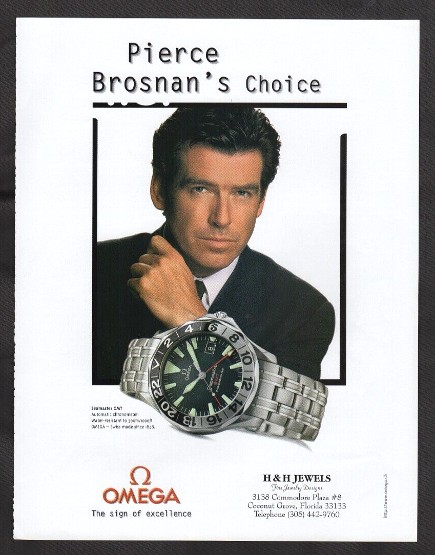 Omega Watches Pierce Brosnans Choice 90s Vintage Print Ad James