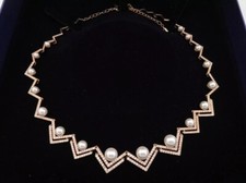 Image of Swarovski EDIFY ALL AROUND Necklace Rose Gold Plated Pearl 5196684 15.75" In Box