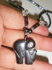VINTAGE BLACK HEMATITE NECKLACE CHOKER BEAUTIFUL ELEPHANT FIGURINE DESIGN — photo 2