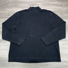 Eddie Bauer Base Layer Shirt Mens XL Black Ribbed Mock Neck Camp Hunting Vintage