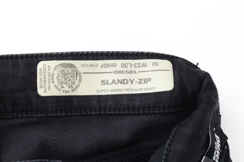 DIESEL Slandy-Zip 069GF Women Jeans W23/L30 Girls Super Skinny Fit Grey Coated - Picture 6 of 11